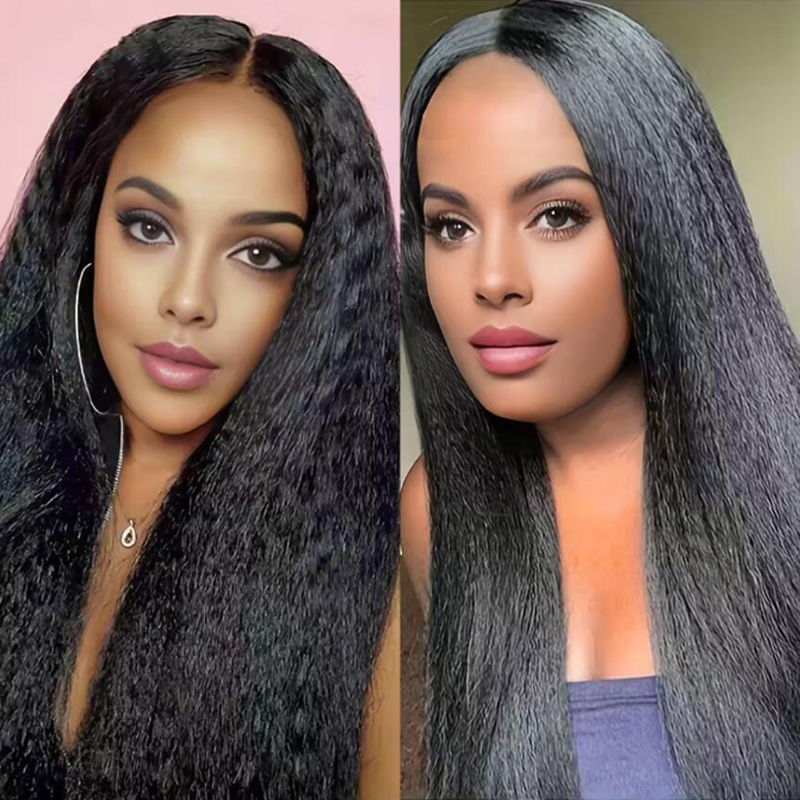 European and American style women's fashion wigs, long, fluffy, straight black hair wigs