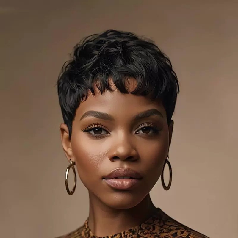European and American style short hair for women, African style short hair wig