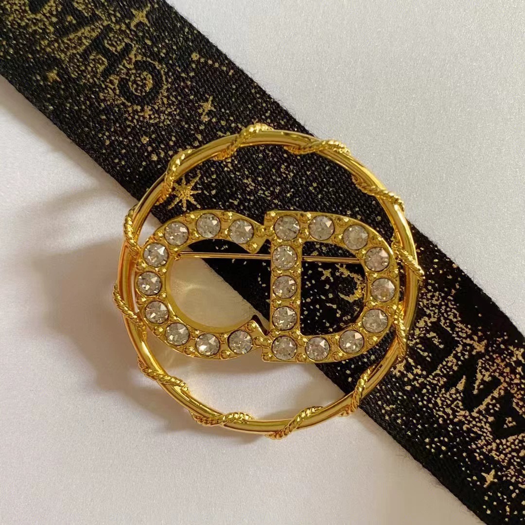 I&Ruh CD Letter Brass Brooch for Women - Subtle Luxury and Sophistication