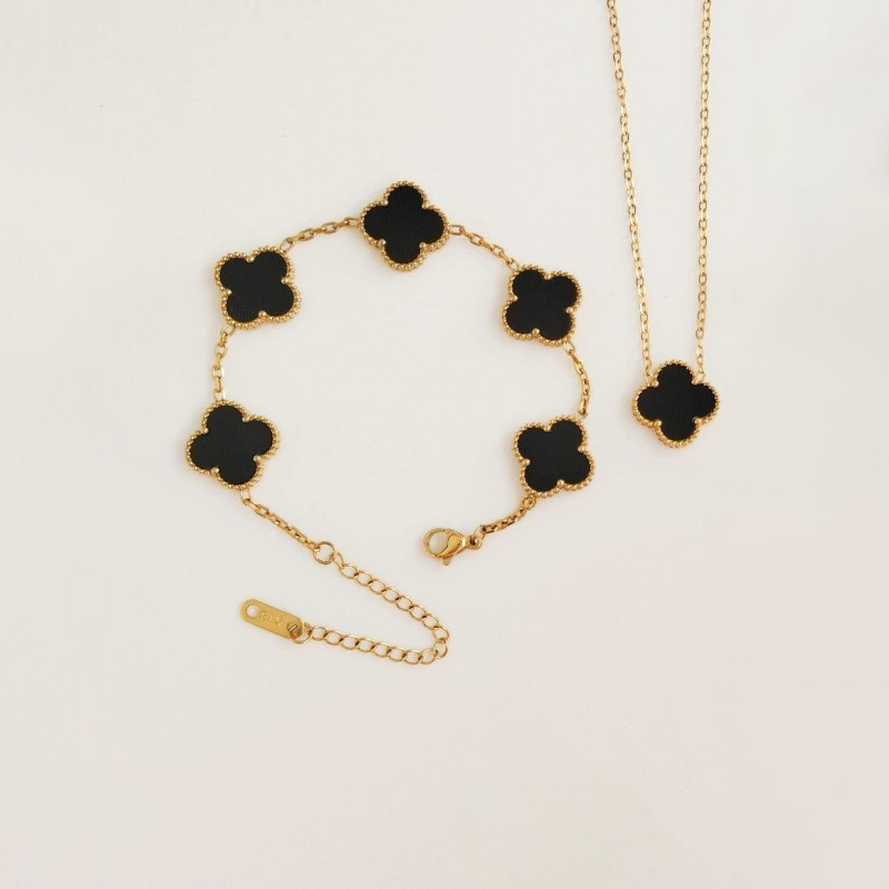 I&Ruh Clover 15mm Reversible Bracelet and Necklace Set - Unique Design, Versatile
