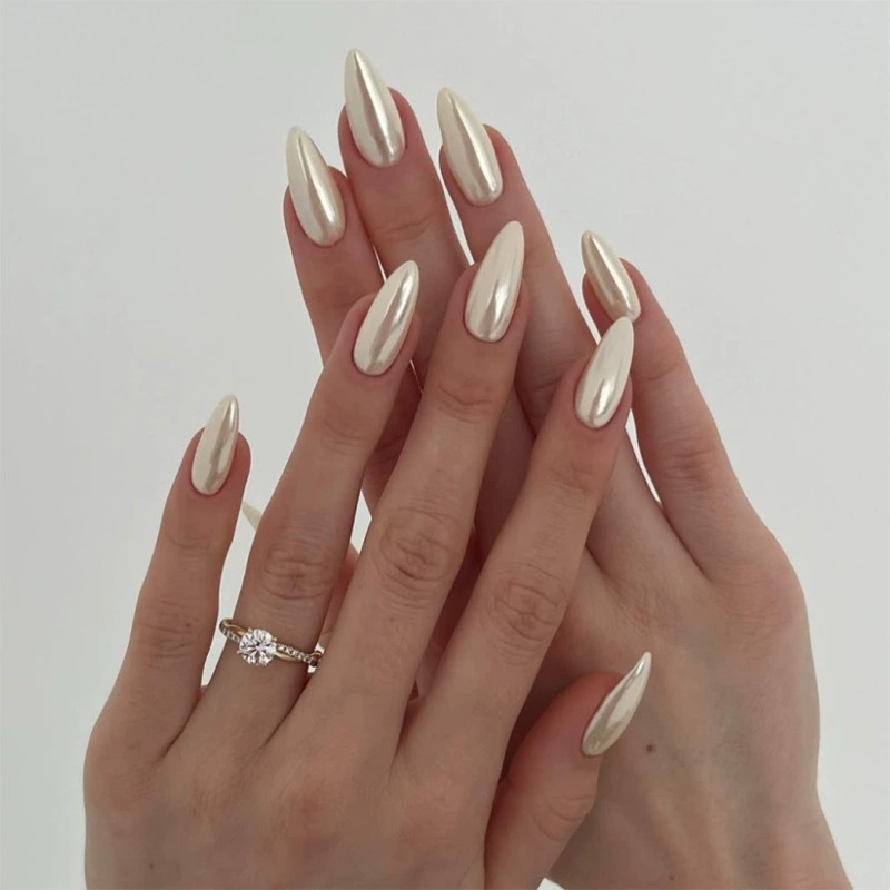 I&Ruh Flashy solid color coated wearable almond-shaped medium-length nail fake nails