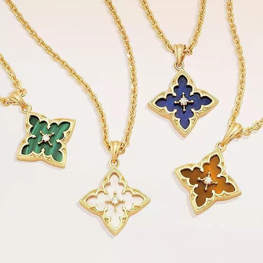 I&Ruh Luxury Retro Brushed Gold-Plated Four-Leaf Clover Necklace