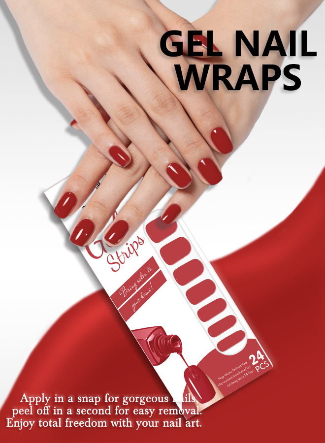 I&Ruh UV/LED Curing Gel Nail Wraps | Waterproof Solid Color Gel Nail Stickers for DIY Manicure - Image 2